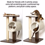 PetFusion Modern Cat Activity Tree & Scratching Post. [Furniture Grade MDF; Catnip Spray] - PetFusion