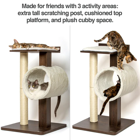 PetFusion Modern Cat Activity Tree & Scratching Post. [Furniture Grade MDF; Catnip Spray] - PetFusion