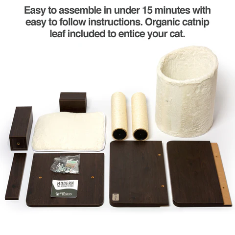 PetFusion Modern Cat Activity Tree & Scratching Post. [Furniture Grade MDF; Catnip Spray] - PetFusion