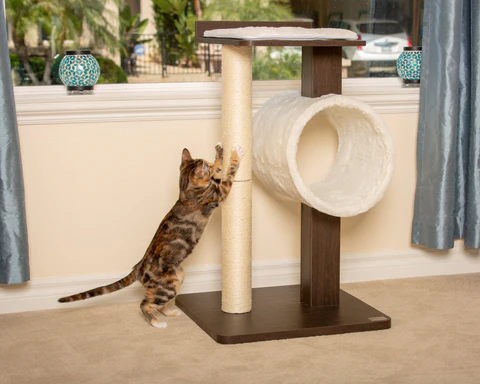 PetFusion Modern Cat Activity Tree & Scratching Post. [Furniture Grade MDF; Catnip Spray] - PetFusion